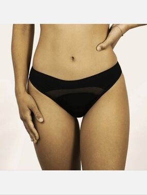 saalt wear Anthracite Black Mesh Bikini Period Panties, Size L ~ NWT
